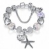 Presentski Silver Plate Charm Bracelet Christmas Gift for Beloved Ones - White 7.9inches - CY12N79QPFW