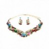Rhinestone Necklace Earrings Jewelry Gold Tone in Women's Jewelry Sets