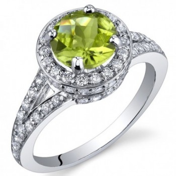 Majestic Sensation 1.25 Carats Peridot Ring in Sterling Silver Rhodium Nickel Finish Sizes 5 to 9 - CA115WB7YOJ