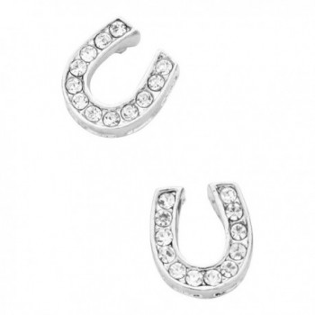 Liavys Horseshoe Fashionable Earrings Sparkling - Rhodium Plated - CH17Y4ACK29