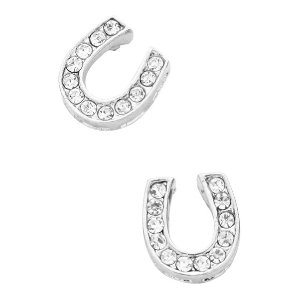 Liavys Horseshoe Fashionable Earrings Sparkling - Rhodium Plated - CH17Y4ACK29