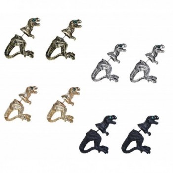 Dinosaur T-Rex Earrings- 4 Sets Tyrannosaurus Rex With Rhinestone Eyes - CL12JUY30KZ