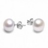 Pearl Earrings 10-11mm Button Freshwater Cultured Pearls 925 Sterling Silver Stud Earrings- VIKI LYNN - CB11Y0KOH1V