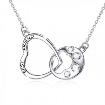 925 Sterling Silver Lucky Dog Paw Print Necklace Love Heart Zircon Pendant with Rolo Chain - CD182MCAKRO