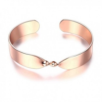 Fashion Rose Gold Plated Twisted Bangle for Women Gorgeous Simple Style Cuff Bracelet - CM188QWU4X8