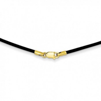 14k Yellow Gold 1.5mm 18in Black Leather Cord Necklace. - CM119CBK23F