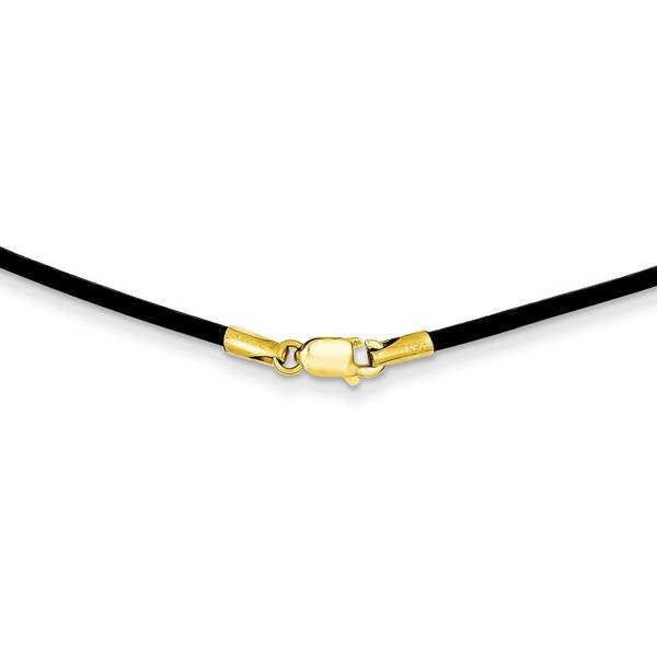 14k Yellow Gold 1.5mm 18in Black Leather Cord Necklace. - CM119CBK23F