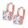 GULICX Fashion Jewelry Rose Gold Electroplated Square Princess Cut Zircon Huggie Hoop Earrings - CX17X6GSCOY