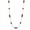 Black Onyx Stone Beads Red Bamboo Coral Sterling Silver Chain Necklace - CB119DRLVO7