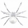 Cute Animal Steampunk Jewelry Clear Crystal Pearl Spider Brooch Women Party Art Deco Pins - Silver-tone - CZ184S8DNEU