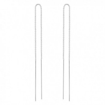 Long Stick 97 mm Drop Slide Thru Thread Sterling Silver Earrings - C012HAKFYB3