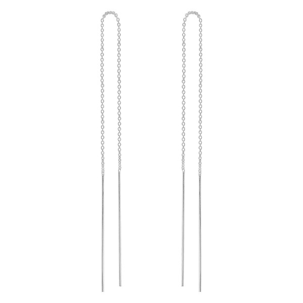 Long Stick 97 mm Drop Slide Thru Thread Sterling Silver Earrings - C012HAKFYB3
