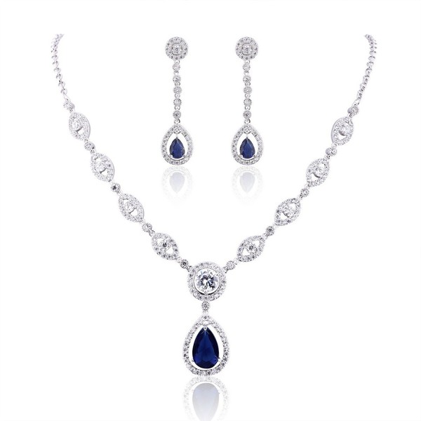 GULICX AAA Cubic Zirconia CZ Silver Plated Base Women's Party Jewelry Set Earrings Pendant Necklace - CY128BQN4IB