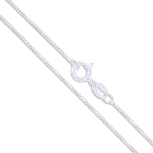 Sterling Silver 1mm Box Chain Necklace - Spring Clasp - CQ11GQ4FH27