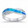 Sterling Silver Greek Key Knot Ring - Blue Simulated Opal - CM12MWYW1ZE