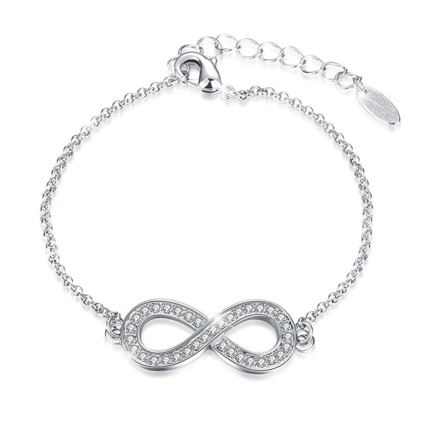 J.Fée " Endless Love " Infinity Symbol Charm Adjustable Bangle Bracelet Made with Swarovski Crystals - Silver - C31884SKR9L