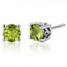 Scroll Design 1.50 Carats Peridot Round Cut Stud Earrings in Sterling Silver Rhodium Nickel Finish - CA116ULJRC7