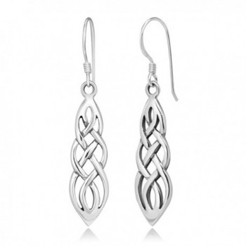 925 Sterling Silver Celtic Knot Symbol Inifity Long Drop Dangle Hook Earrings- 43 mm - CP11ASVML8B