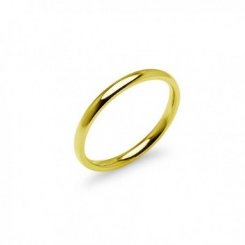 Yellow Gold Tone High Polish 2mm Plain Comfort Fit Wedding Band Ring Stainless Steel Many Sizes Available - CL17Z2DO6QA