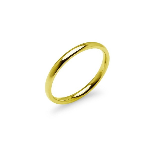 Yellow Gold Tone High Polish 2mm Plain Comfort Fit Wedding Band Ring Stainless Steel Many Sizes Available - CL17Z2DO6QA