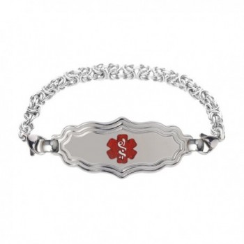 Divoti Custom Engraved Victorian Art Deco Medical Alert Bracelet -Handmade Byzantine -TP Red - CU17XE9OQ45