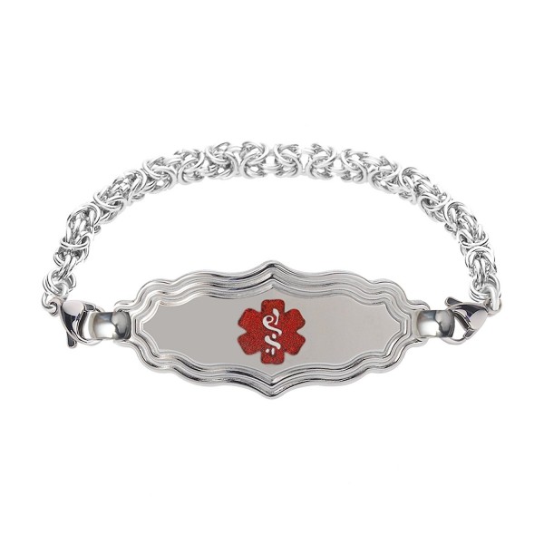 Divoti Custom Engraved Victorian Art Deco Medical Alert Bracelet -Handmade Byzantine -TP Red - CU17XE9OQ45