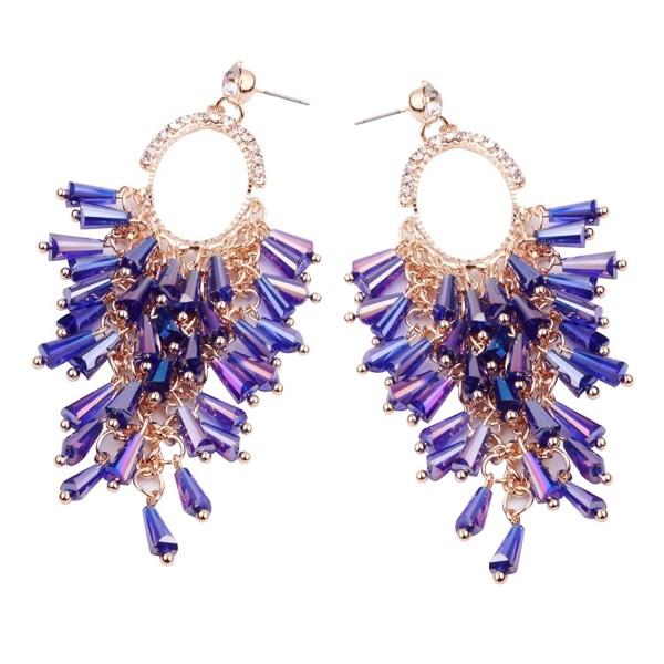 Women`s Bohemian Classical Tassel Drop Earrings Statement Earrings Beaded Earrings- Gift for Her - Purple - CX189TT5IR6