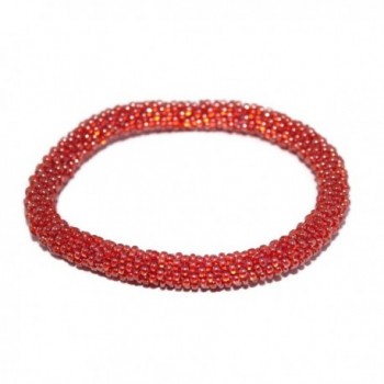 Crochet Glass Seed Bead Bracelet Roll on Bracelet Nepal Bracelet SB466 - C21290VZLRD