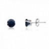 Round 4mm Genuine Blue Sapphire Stud Earrings (0.68 cttw) Sterling Silver- 14k Yellow or Rose Goldplate - CS11L2G17TV