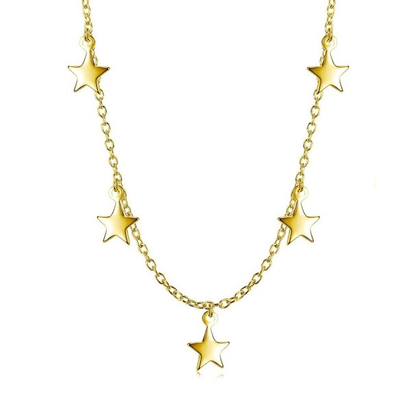 Sterling Silver Dangling Stars Choker Necklace - CR182ZSUR69
