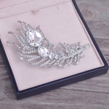 Yilanair Wedding Bridal Feather Crystal