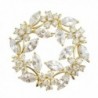 SELOVO Crystal Flower Wedding Wreath Brooch Pin Pendant Cubic Zirconia Gold Tone - CO12KAYIH51