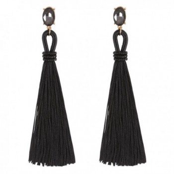 Boderier Tassel Earrings Bohemian Crystal - Black - CG186EAM98C