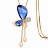 Blingbling Vivid Blue Crystal Butterfly Long Necklace for Women - CZ17YAN9E3S