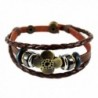 Wild Wind Unique Art Metal Button Braided Leather Adjustable Wrap Bracelet - CH127CH64TV