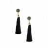 B Jewelry Collection Deco Rose Long Tassel Earrings- Black - C112EKK5K0R