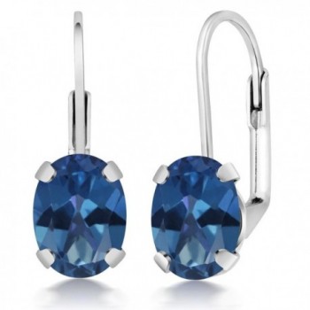 3.20 Ct Oval Shape Royal Blue Mystic Topaz Silver Plated Brass Lever Back Earrings - CQ11788KWYD