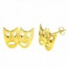 14k Yellow Gold Comedy Tragedy Theater Mask Stud Earrings 10x7 Mm Small - C2119HU12IZ