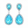 EVER FAITH Women's Austrian Crystal Wedding Tear Drop Dangle Earrings - Sea Blue Silver-Tone - CI11QCZY5Q9