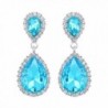 EVER FAITH Women's Austrian Crystal Wedding Tear Drop Dangle Earrings - Sea Blue Silver-Tone - CI11QCZY5Q9