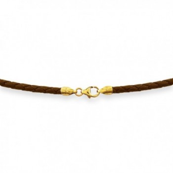 2mm Brown Braided Leather Cord Necklace Choker with 14k Gold Filled Clasp 18" - CX115GGNF5R