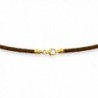 2mm Brown Braided Leather Cord Necklace Choker with 14k Gold Filled Clasp 18" - CX115GGNF5R