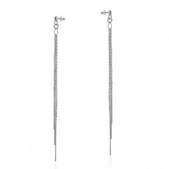 Trio of Cascading Wands Chains .925 Sterling Silver Post Drop Earrings - CW12HETPJAL