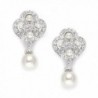 Mariell Vintage Art Deco Pearl Drop Clip On Earrings for Weddings - Nonpierced CZ Bridal Clip Ons - C41295PMY5L