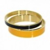 Women Gold Tone Stainless Steel Enamel Bangle Set - Orange & Black - CG12MXWK12P