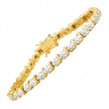 Tennis Bracelet with Diamonds in 14K Gold-Plated Brass- 7.5" - CQ1296JH68B