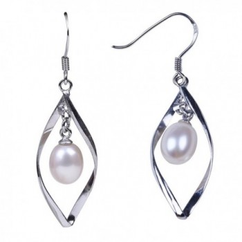 Stunning Sterling Silver Dangle & Freshwater Drop Shape Pearl Earring - C0184XR783S