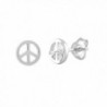 Sterling Silver Peace Sign Stud Earrings - 6MM Peace - CJ11GB7BC5Z