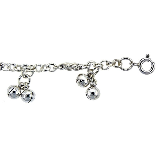 Sterling Silver Anklet with Bells- fits 9 - 10 inch ankles - CE115PAA1B3