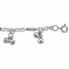 Sterling Silver Anklet with Bells- fits 9 - 10 inch ankles - CE115PAA1B3